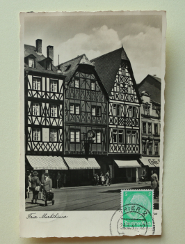Ansichtskarte AK Trier 1941 Markt Häuser Fachwerk Geschäfte Uhren Cafe Architektur Ortsansicht Rheinland Pfalz